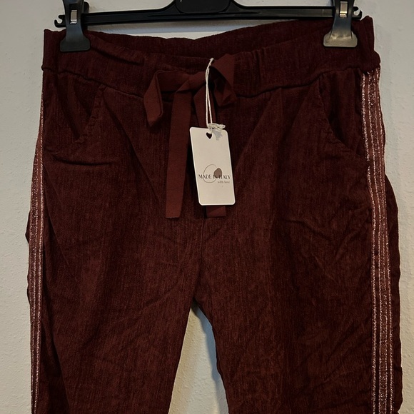 Made in Italy Burgundy Drawstring Jogger Pants - Picture 5 of 6